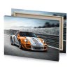 a white and orange car driving down road chocolate canvas - Image 4