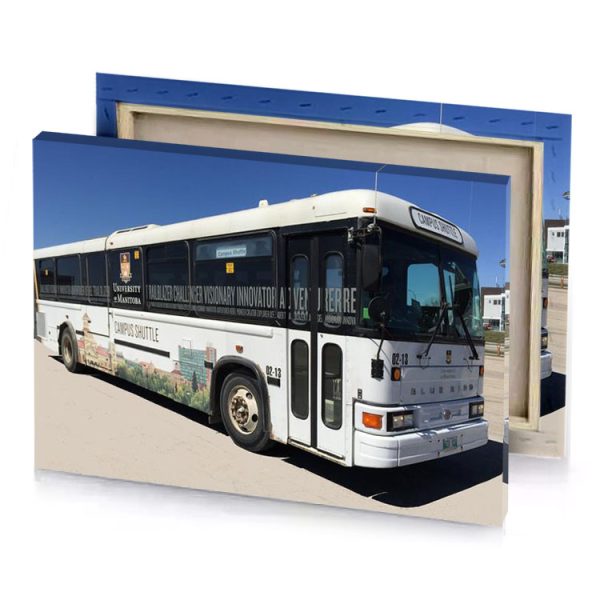 a white bus parked in parking smoky black canvas - Image 4