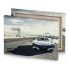 a white car driving down road with mountain in the smoky black canvas - Image 4