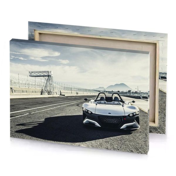a white car driving down road with mountain in the smoky black canvas - Image 4