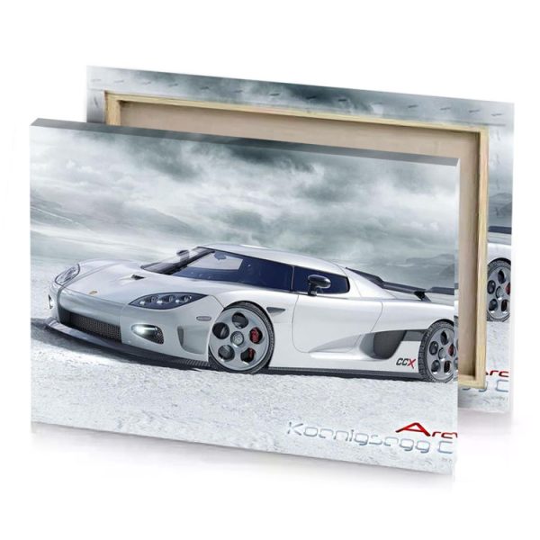 a white car in the snow charcoal canvas - Image 4