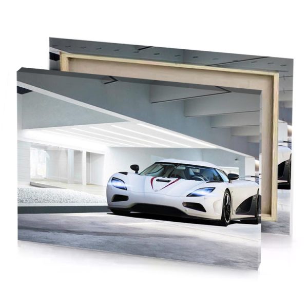 a white car parked in garage lavender canvas - Image 4
