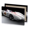 a white car with red stripes on it smoke canvas - Image 4