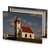 a white church with red roof sepia canvas - Image 4