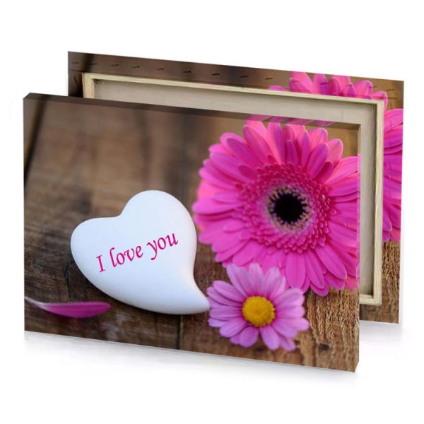 a white heart with pink flower and deep cerise canvas - Image 4