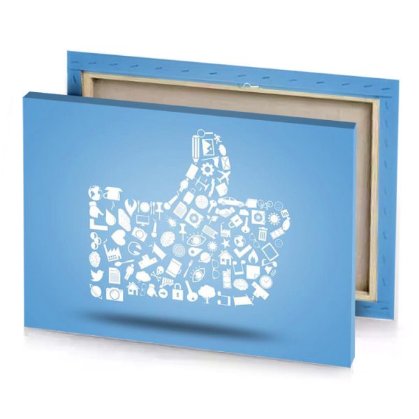 a white icon of hand with various icons light steel blue canvas - Image 4