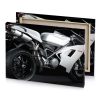a white motorcycle is parked in dark room lavender canvas - Image 4