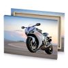 a white motorcycle parked on road near mountain smoky black canvas - Image 4