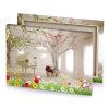 a white piano in room with flowers and tree silver canvas - Image 4
