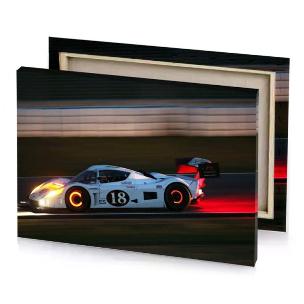 a white race car driving on track slate gray canvas - Image 4
