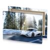 a white sports car driving down road rosy brown canvas - Image 4