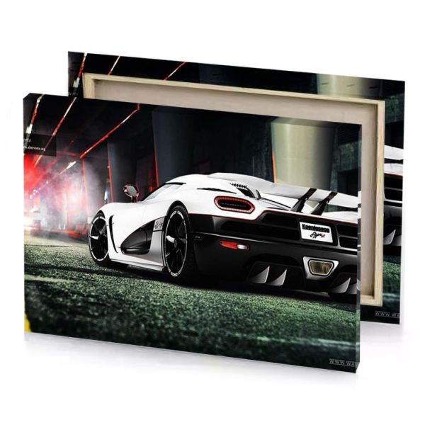 a white sports car parked in dark alley smoky black canvas - Image 4