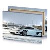 a white sports car parked in the snow smoky black canvas - Image 4
