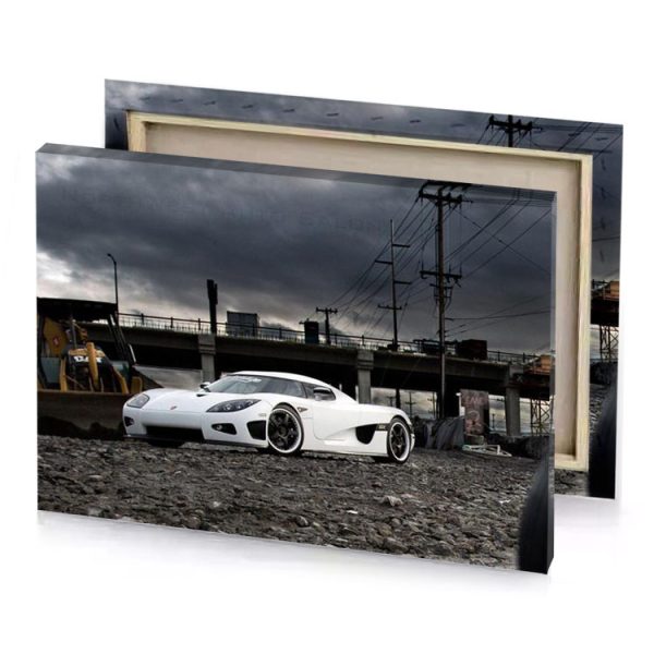 a white sports car parked on rocky road platinum canvas - Image 4