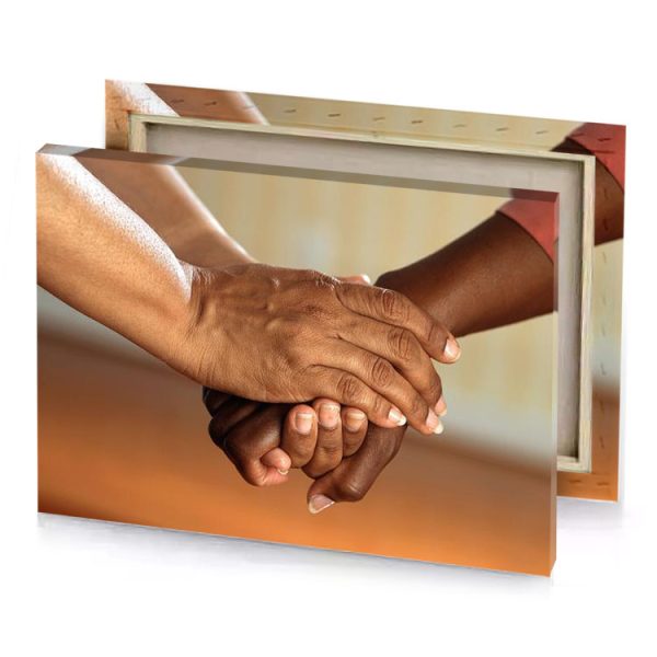 two people holding hands tan canvas - Image 4