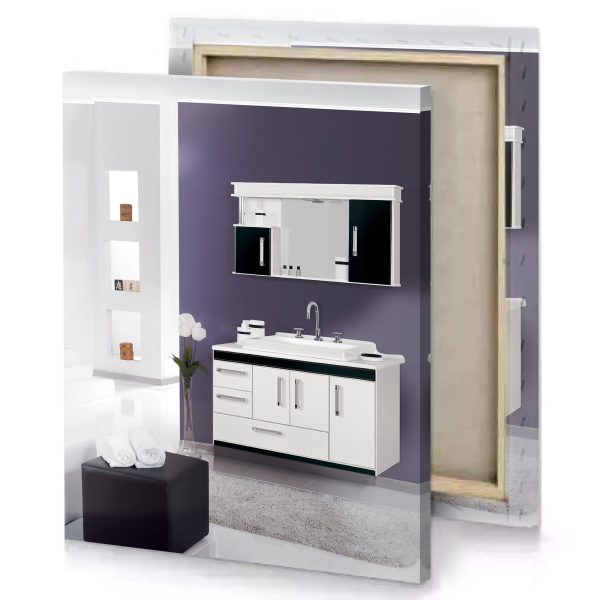 a bathroom with white sink and mirror dim gray canvas - Image 4