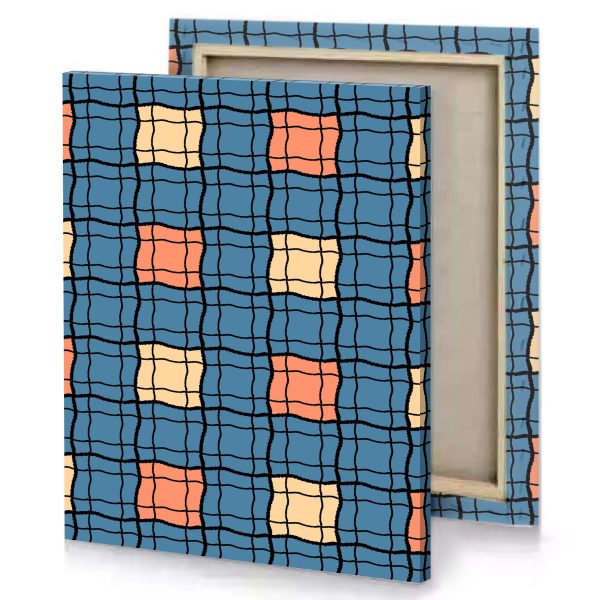 a blue and orange pattern with squares slate gray canvas - Image 4