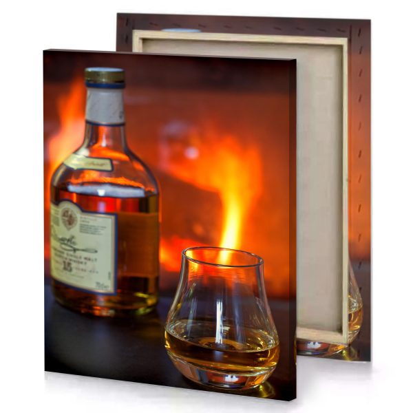 a bottle of whiskey and glass saddle brown canvas - Image 4