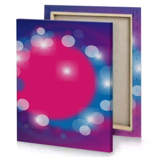 a circular background with pink circle and white stars ruby canvas - Image 4