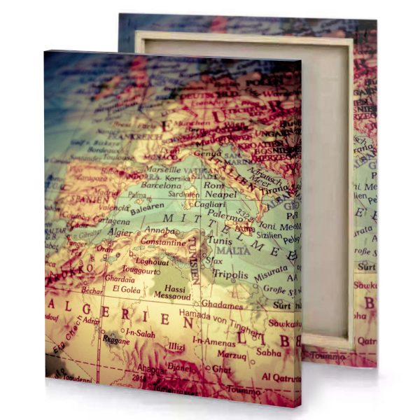 a close up of map with red and white rosy brown canvas - Image 4