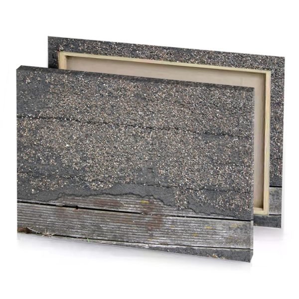 a close up of wooden plank with piece wood in gray canvas - Image 4