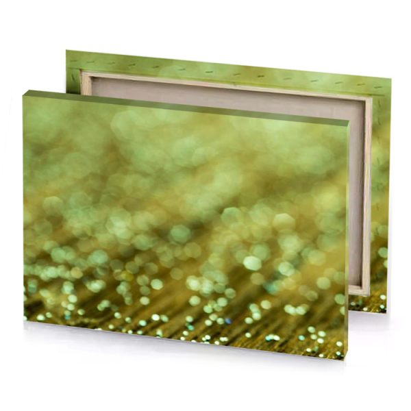 a close up of wooden table with gold glitter dark khaki canvas - Image 4
