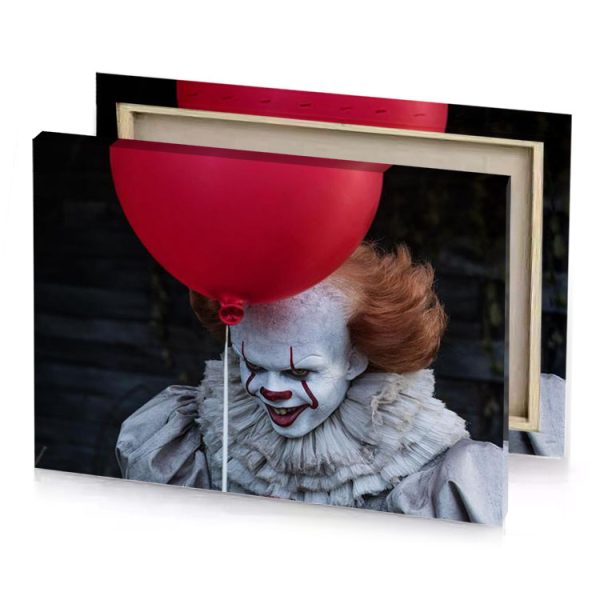 a clown with red balloon on his head burgundy canvas - Image 4