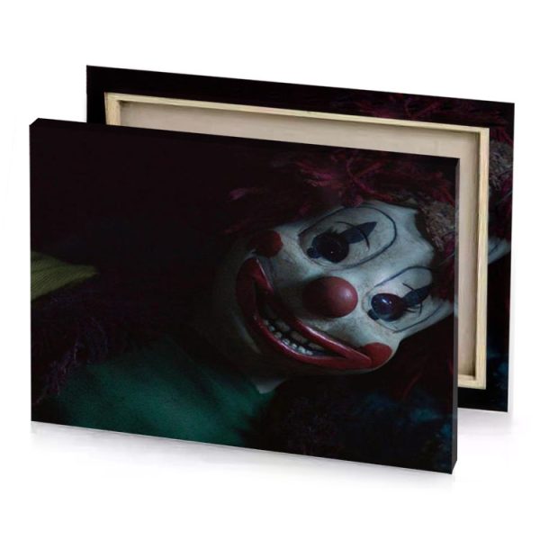 a clown with red hair and green shirt smoky black canvas - Image 4