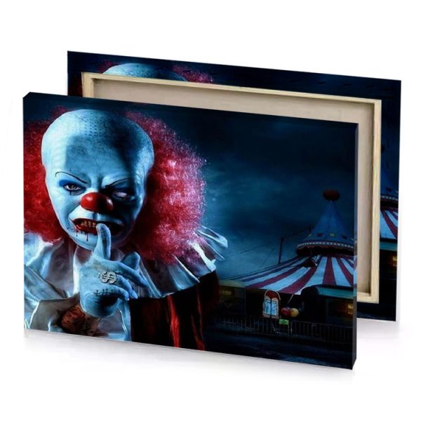 a clown with red hair and mask blue sapphire canvas - Image 4