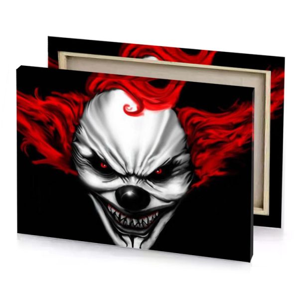 a clown with red hair and white face smoke canvas - Image 4