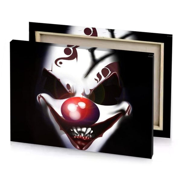a clown with red nose and white face brown canvas - Image 4