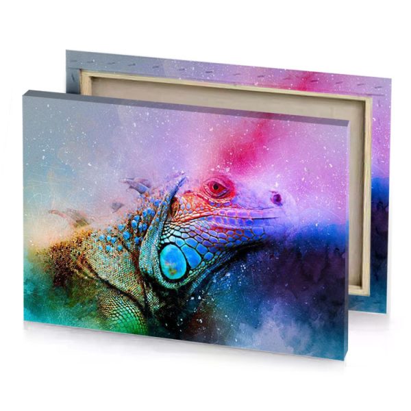 a colorful lizard with blue eye midnight canvas - Image 4