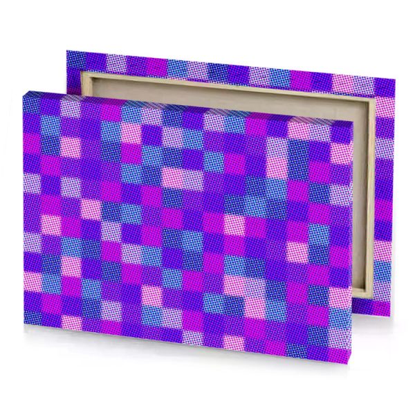a colorful pattern with squares blue violet canvas - Image 4