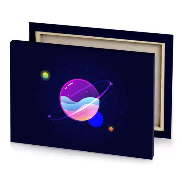 a colorful planet with planets and stars dark violet canvas - Image 4