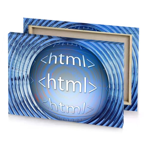 a computer chip with the word html inside light steel blue canvas - Image 4