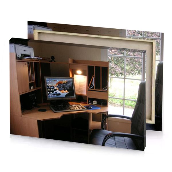 a computer desk with monitor keyboard and mouse smoky black canvas - Image 4