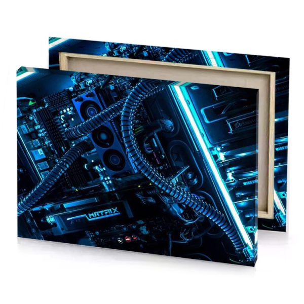 a computer with blue light on it smoky black canvas - Image 4