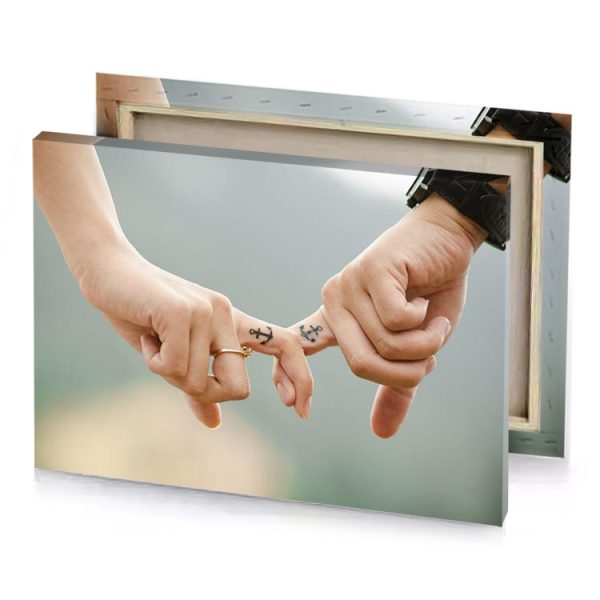 a couple holding hands with tattoo on their fingers manatee canvas - Image 4
