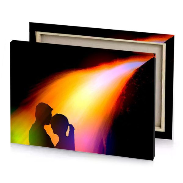 a couple kissing in the dark orange canvas - Image 4
