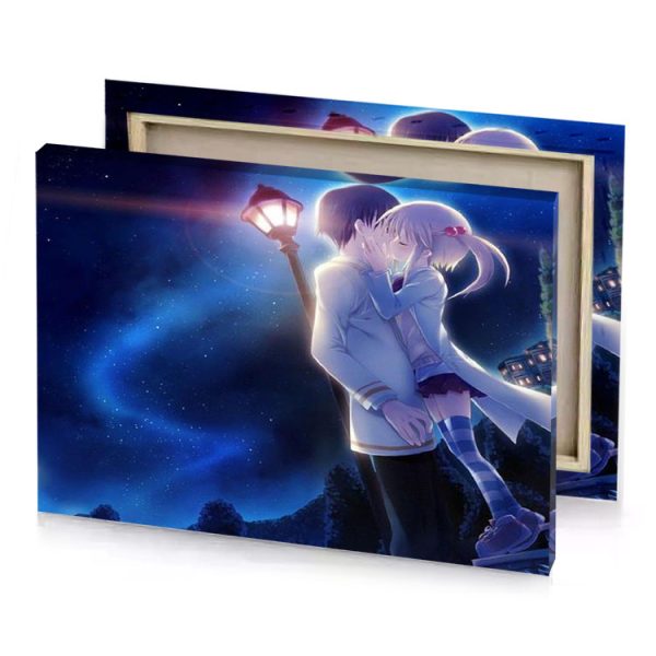 a couple kissing in the moonlight glaucous canvas - Image 4