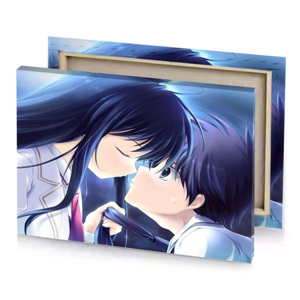 a couple kissing in the rain champagne canvas - Image 4