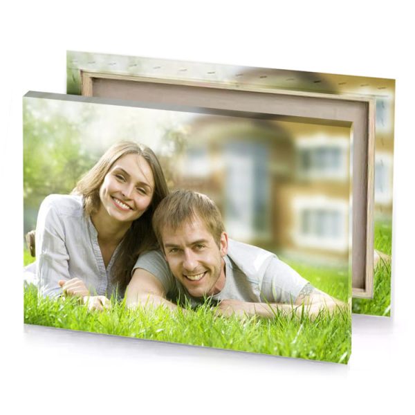 a couple laying in the grass tan canvas - Image 4