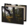a couple of people riding horses through forest sepia canvas - Image 4