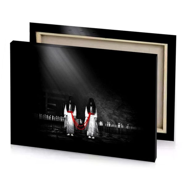 a couple standing in front of fence smoky black canvas - Image 4