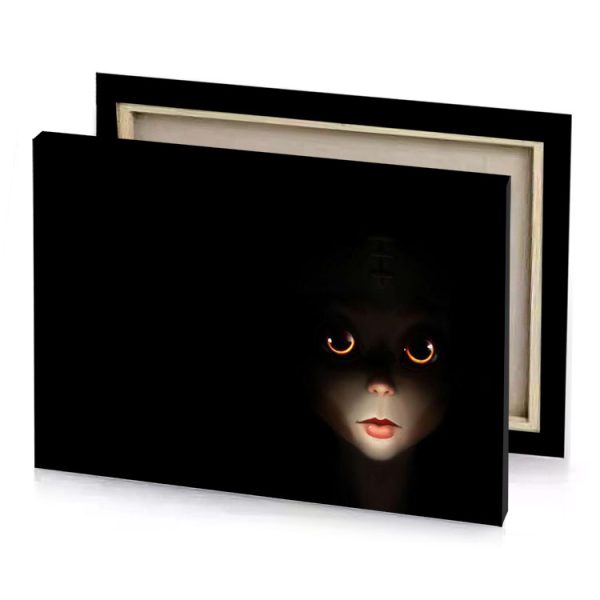 a creepy looking face in the dark bistre canvas - Image 4