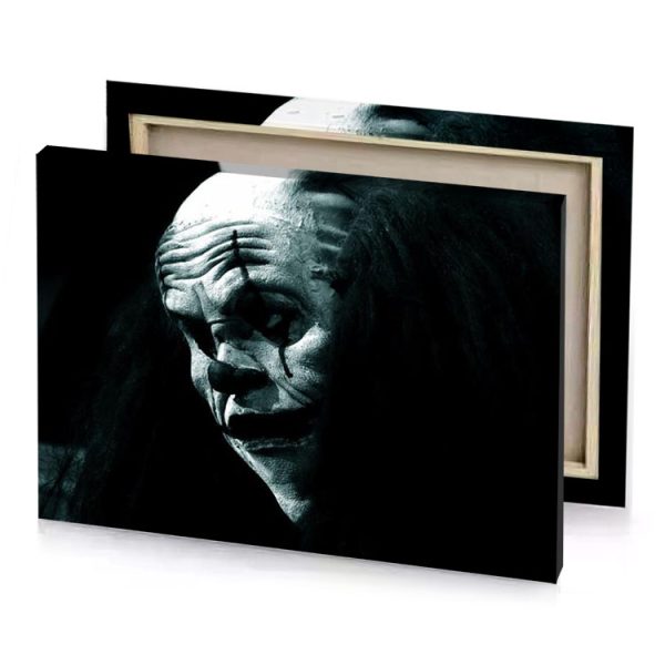 a creepy looking woman with long hair and black face manatee canvas - Image 4