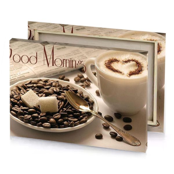 a cup of coffee and spoon with heart on it garnet canvas - Image 4
