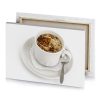 a cup of coffee with spoon on white plate silver canvas - Image 4