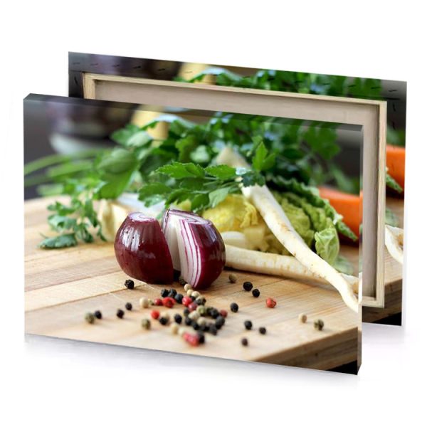 a cutting board with bunch of vegetables on it champagne canvas - Image 4