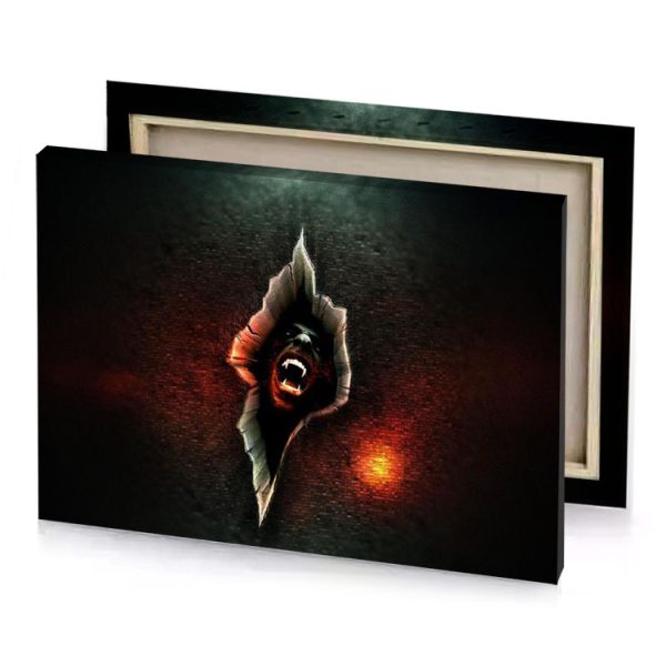 a dark background with red and black bistre canvas - Image 4